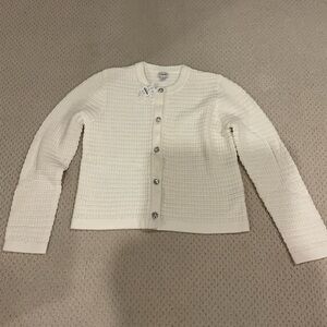NWT J.Crew Ivory Textured Knit Cardigan Jacket – Rhinestone Buttons – Size L
